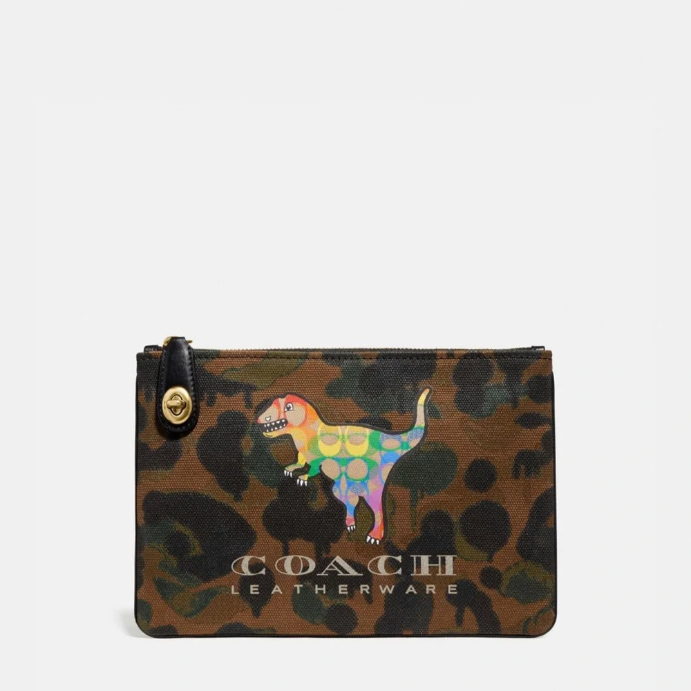 Coach Turnlock Pouch 26 With Rainbow Signature Rexy NWT